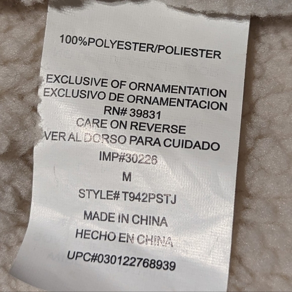 Womans Sherpa Jacket,Tan & White w/ Pytho Pattern - Picture 9 of 11